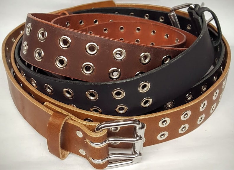 Leather Double Hole Grommets Belt 1 1/2 Wide Etsy