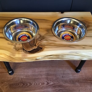 Raised Dog Feeder - Live Edge Dog Feeder - Rustic Dog Feeder- Minimalist Dog  Feeder- Elevated Dog Feeder-Dog Feeder Station