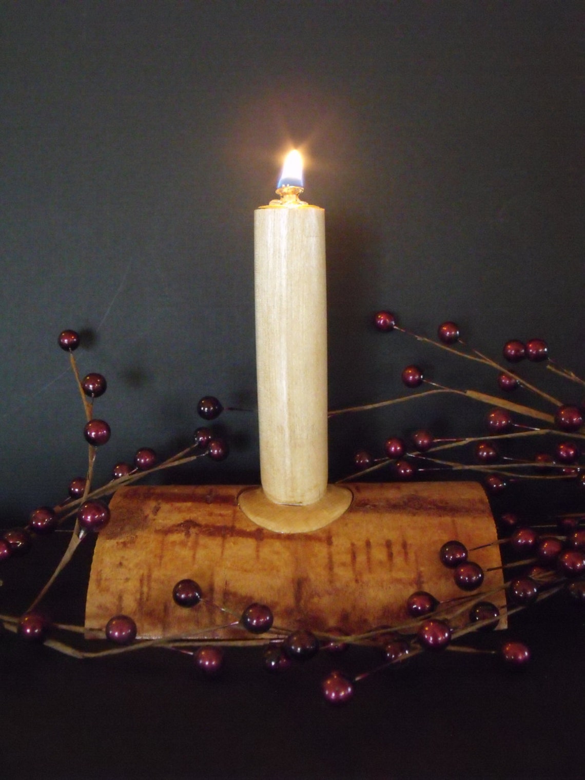 Wood Oil Lamp Wood Turned Oil Lamp Wood Oil Candle Birch Etsy