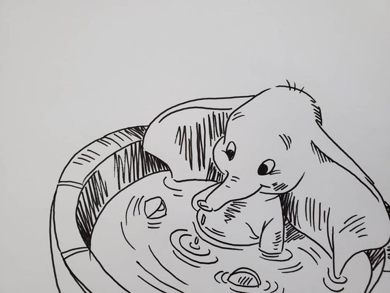 Disney Dumbo Bain Ink Dessin Croquis Rough Animation Signe Etsy