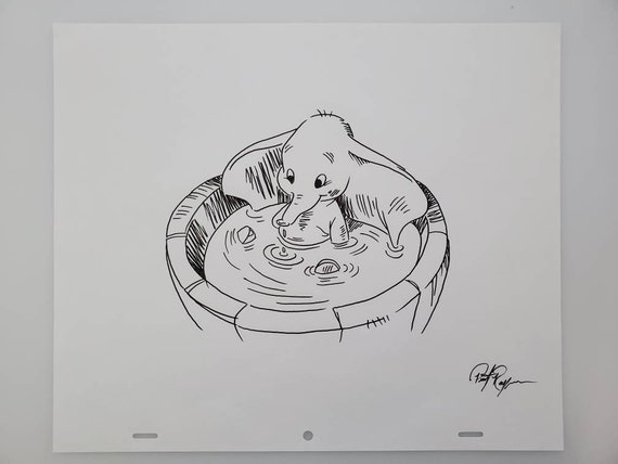 Disney Dumbo Bain Ink Dessin Croquis Rough Animation Signe Etsy