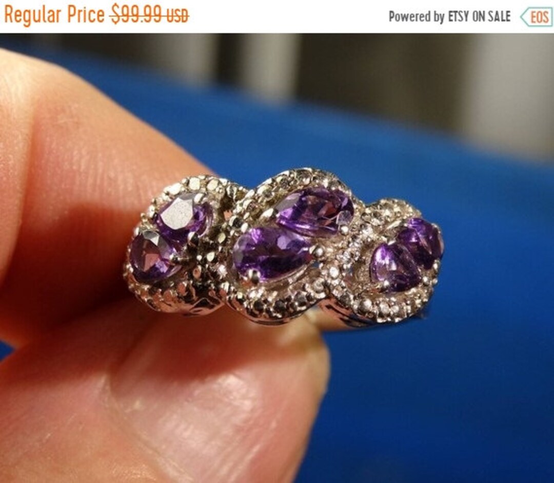 SALE Beautiful Natural Uruguayan Amethyst Ring 1.38ct Sz7 in 925 Sterling Silver Free Domestic