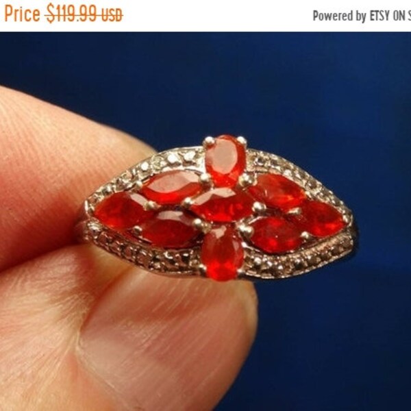 SALE!!! Fantastic Natural Mexican Cherry Fire Opal Ring 1.21ct sz9 In 925 Sterling Silver Free Domestic Shipping