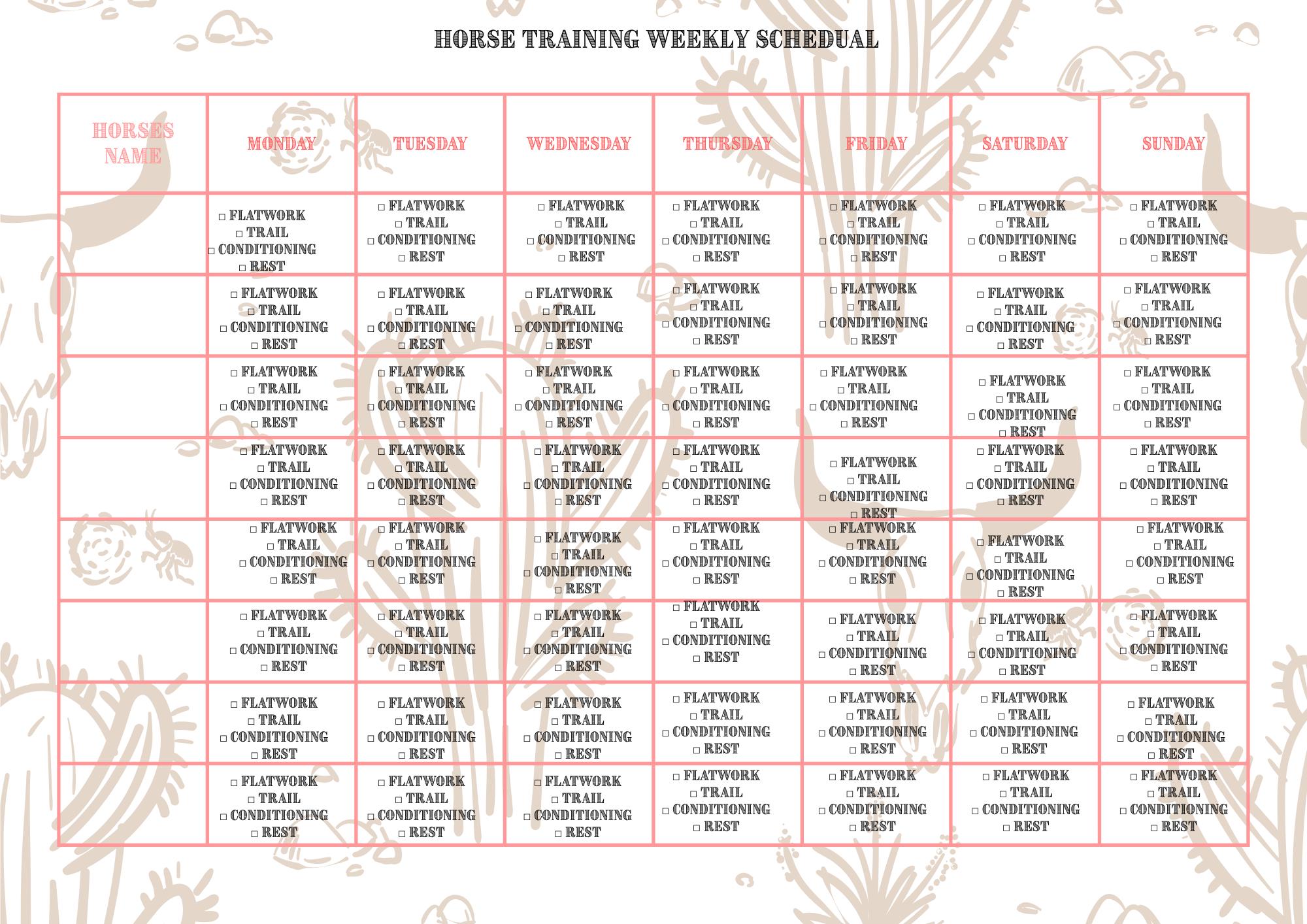 Horse Training Schedule - Etsy
