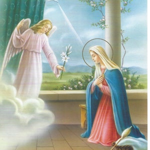 The ANNUNCIATION Blessed Virgin Mary & Archangel Gabriel Art Print Picture - 8&quot; x 10&quot; ready to frame!
