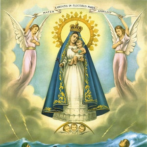 Imagen impresa de arte religioso de Nuestra Señora de la Caridad Virgen del Cobre - ¡7 1/2" x 10" lista para enmarcar!