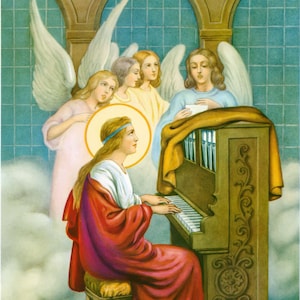 Saint Cecilia Catholic Art Print Picture - 7 1/2&quot; x 10&quot; ready to frame!