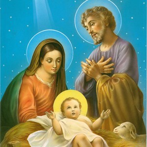 Christmas Nativity Catholic Art Print Picture - 7.5&quot; x 10&quot; ready to frame!
