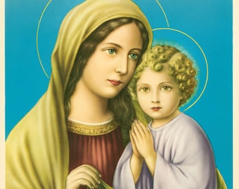 MATER AMABILIS Blessed Virgin Mary Religious Art Print Picture - 7 1/2" x 10" ready to frame!