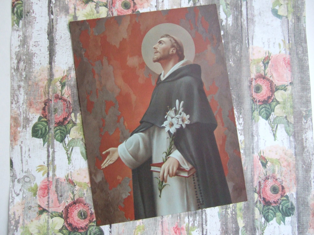 Vintage St. DOMINIC of the ROSARY Catholic Art Print 6x8" Never ...