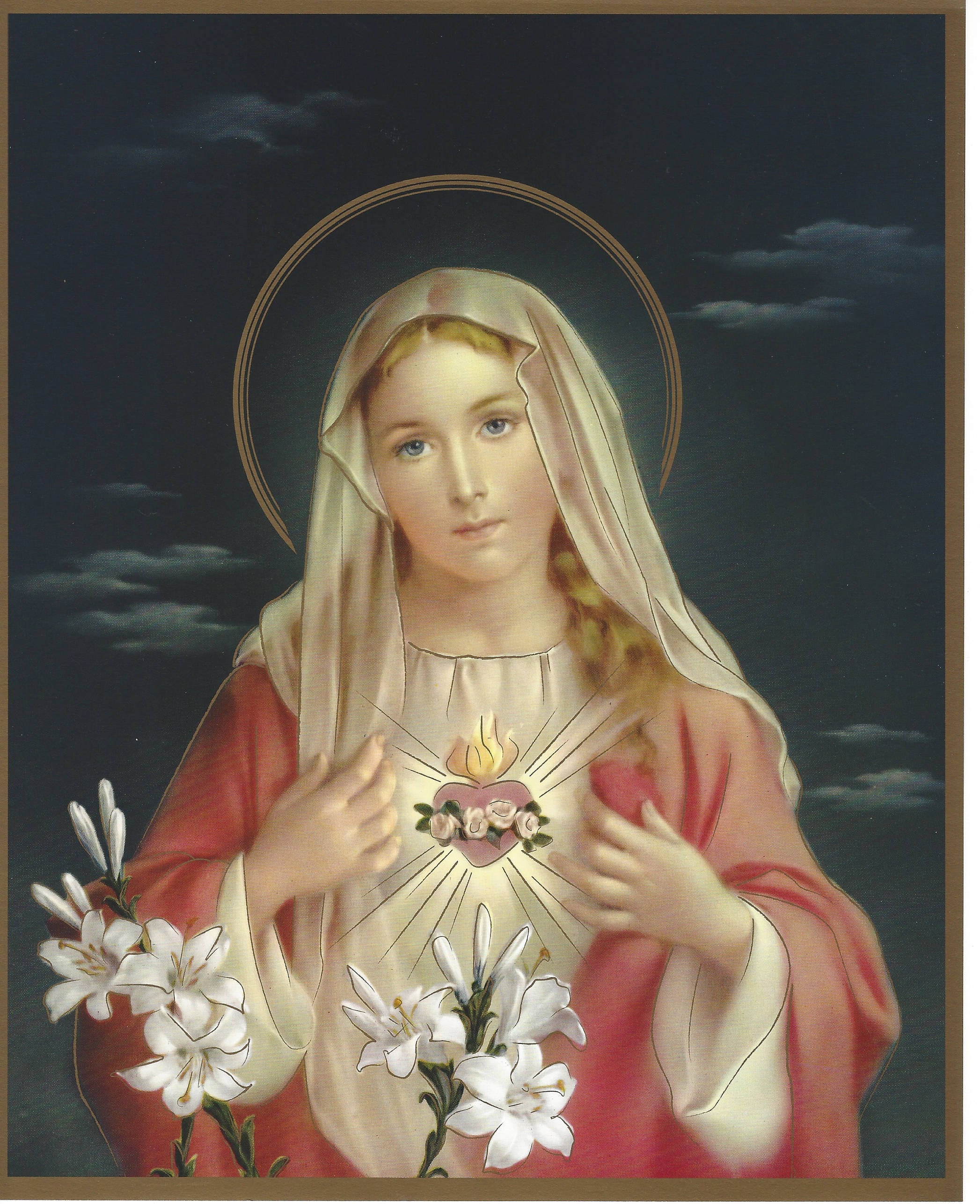Inmaculado Corazón de María imagen impresión de arte católico Etsy España