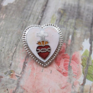 Vintage SACRED HEART of Jesus Catholic Brooch Lapel Pin or Tie Tac