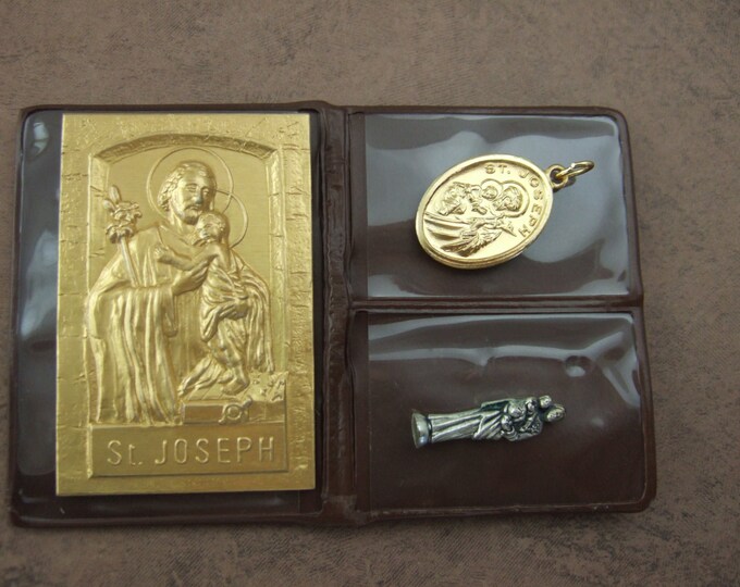 Saint Joseph Pocket Folder Catholic Shrine With Metal Picture Rosary ...