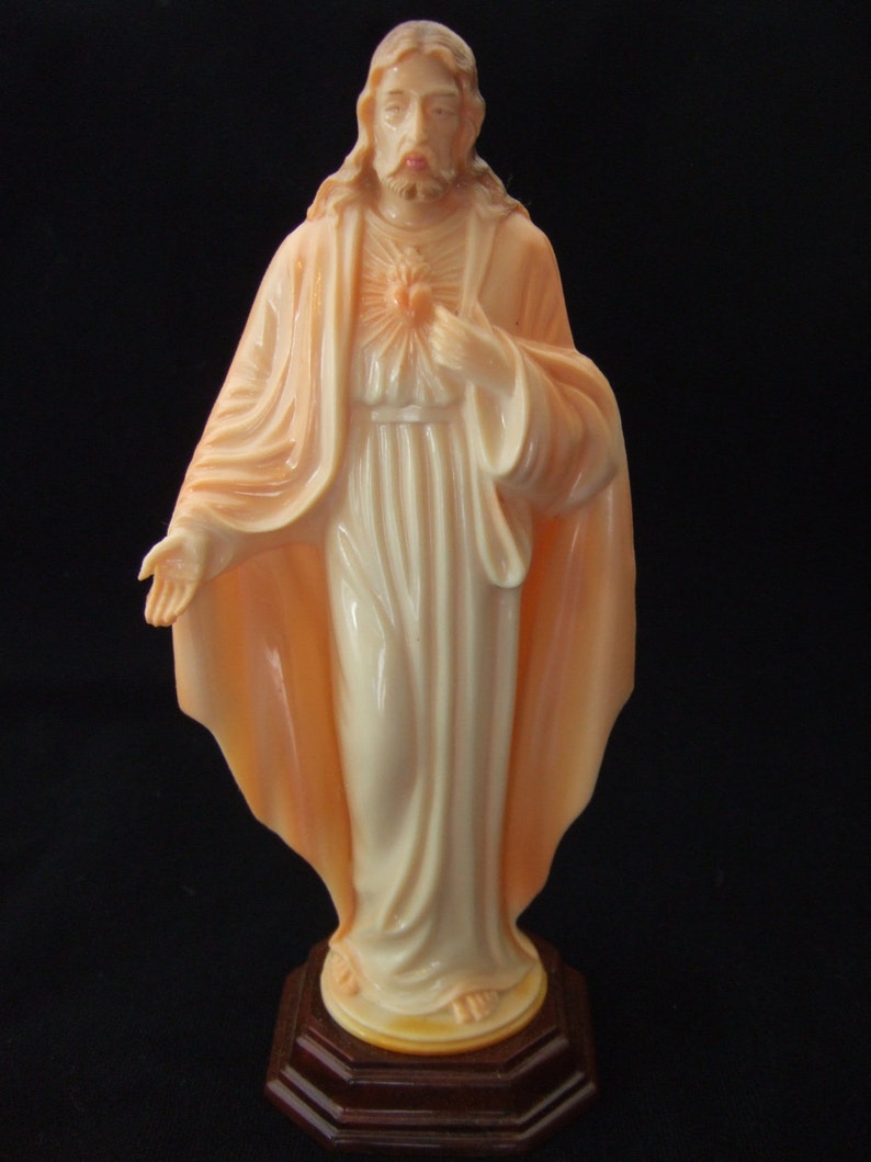 Vintage Catholic Hartland Plastics SACRED HEART of JESUS statue in orginal box image 4