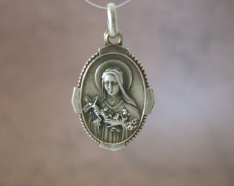 Vintage St. Therese van Lisieux katholieke hanger medaille