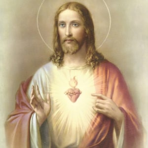 Set of 2 Sacred Heart of Jesus & Mary pictures Catholic Art Prints  - 8&quot; x 10&quot; - ready to be framed!