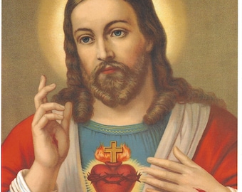 Sacred Heart of Jesus picture Catholic Art Print  - 8" x 10" - ready to frame!