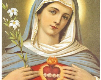Immaculate Heart of Mary picture Catholic Art Print  - 8" x 10" - ready to frame!
