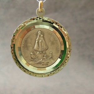 NS Del Cobre Pendant Medal - lovely 38mm large vintage Catholic religious medallion Our Lady of Charity