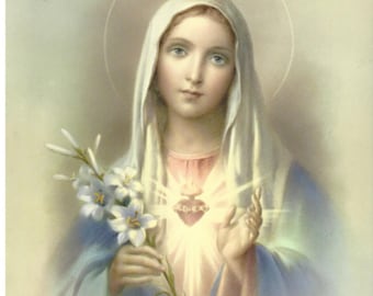 Immaculate Heart of Mary picture Catholic Art Print  - 8" x 10" - ready to frame!