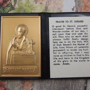 Saint Gerard Majella pocket prayer folder Catholic shrine with metal picture