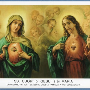 Jesus and Mary Sacred Heart and Immaculate Heart  - 7.5 x 10&quot; art print ready to frame