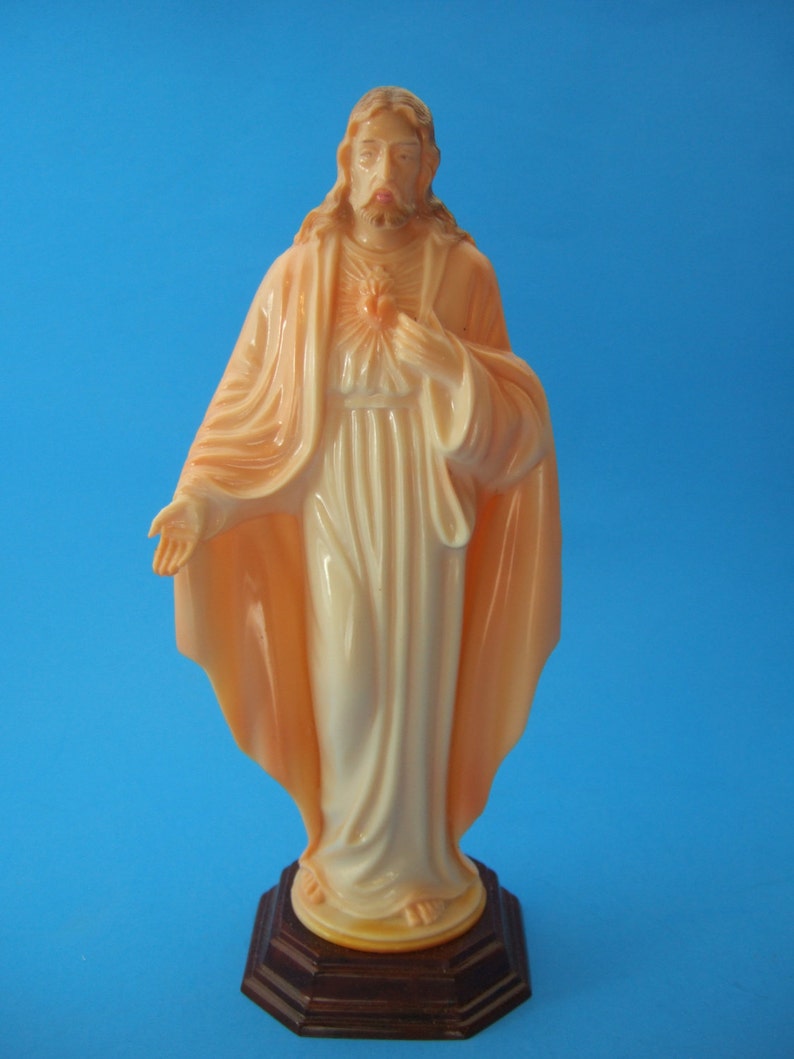 Vintage Catholic Hartland Plastics SACRED HEART of JESUS statue in orginal box image 2