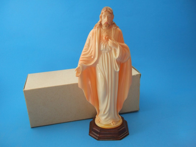 Vintage Catholic Hartland Plastics SACRED HEART of JESUS statue in orginal box image 1