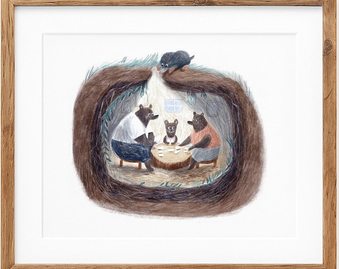 Art print illustration bear hug