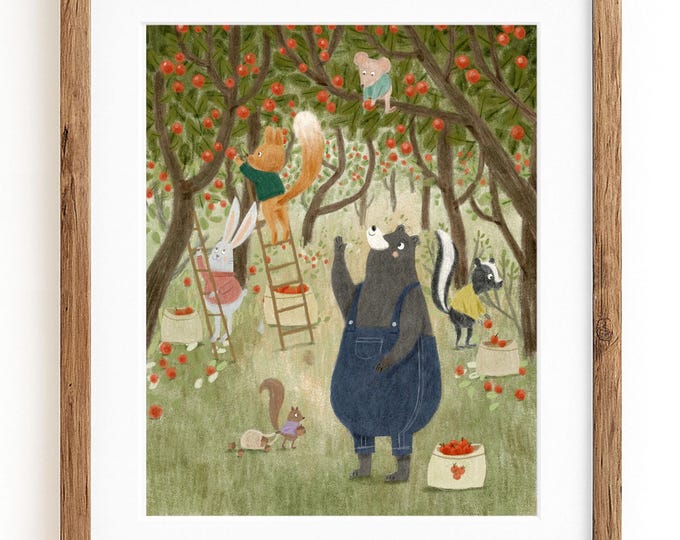 Art print illustration bear hug