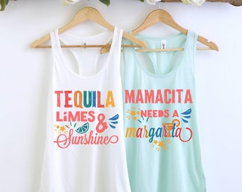 Tequila Limes und Sonnenschein Tank, Mamacita braucht einen Margarita Tank, Finale Fiesta Junggesellenabschied Shirts, lustige Mexiko Junggesellenabschied Shirts