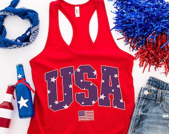 Retro 4th Of July Tank Top Women, USA Flag Tank, Funny July 4th Shirt, Cute Fourth Of July Shirt Women, Patriotic Tank, American Flag Tank