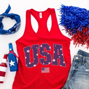 Retro 4th Of July Tank Top Women, USA Flag Tank, Funny July 4th Shirt, Cute Fourth Of July Shirt Women, Patriotic Tank, American Flag Tank