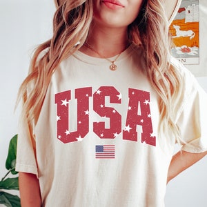 Retro USA Flag Comfort Colors Shirt, 4th Of July Tee, Retro Funny Fourth Of July Shirt, Womens 4th of July Shirt, America Patriotic Tshirt