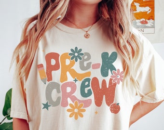 Camicia per insegnante prescolare retrò, camicia per insegnante di scuola materna felice primo giorno per nuovi insegnanti, camicia per insegnante di scuola materna per il primo giorno di scuola, maglietta per asilo