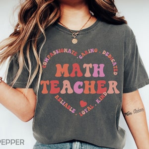 Retro Math Teacher Valentine Shirt, Pink Valentines Day Shirts For Math Teachers, Cute Math Professor Vday Heart Tshirt, Mathematics Teacher