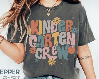 Retro Kindergärtnerin Shirt, glücklicher erster Schultag Shirt für Lehrer, 1