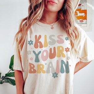 Lustiges SPED Lehrer Shirt, küss dein Gehirn, neuer Lehrer Geschenk, süßes Shirt für Lehrer, Gruppenlehrer Retro Tshirt, Sonderpädagogik