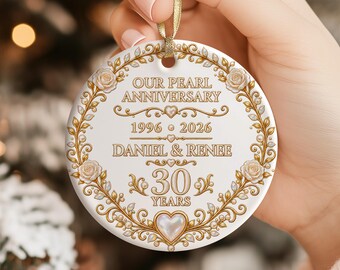 30th Anniversary Christmas Ornament, Custom Pearl Wedding Anniversary Gift for Husband Wife, 30 Years of Marriage Gift 30th Wedding Keepsake