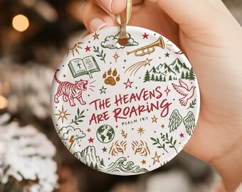 The Heavens Are Roaring Christmas Ornament, Christianity Ornament, Christian Tiger Gift Bible Verse Ornament, Psalm Jesus Lover Gift for Her