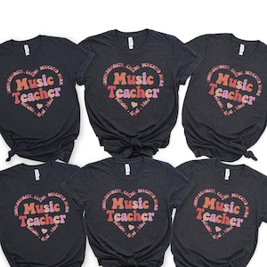 Matching Music Teacher Valentines Day Shirts, Groovy Music Teacher Heart Gift, Specials Squad Tshirt, Elementary Teachers Back To School Top