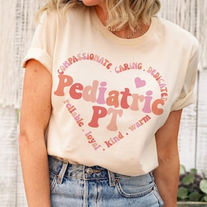 Pediatric Physical Therapy Heart Shirt, Trendy Physical Therapist Assistant Valentines Day Gift For Therapist, Retro PTA Shirt For PT School