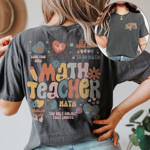 Maglietta personalizzata per San Valentino per insegnanti di matematica, maglietta positiva per San Valentino per insegnanti di matematica, maglietta personalizzata per il primo giorno di scuola per insegnanti di matematica