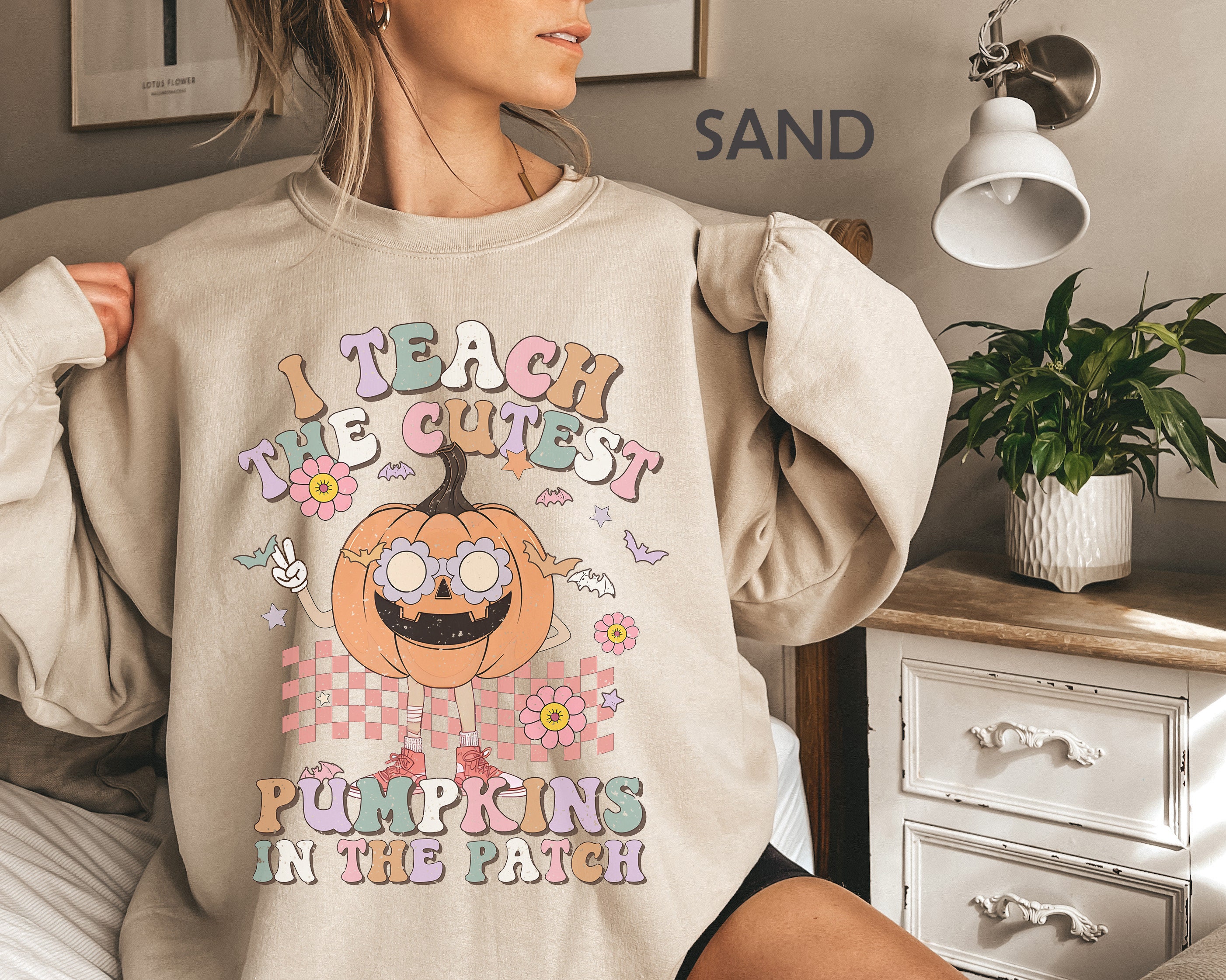 Discover I Teach The Cutest Pumpkin In The Patch Shirt, Retro Preschool Teacher Thanksgiving Shirt, Funny Pumpkins Fall Kindergarten Teacher Tshirt