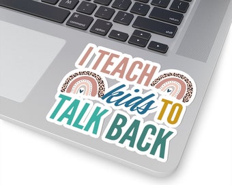 Adesivi per logopedisti "Insegno ai bambini a rispondere", decalcomania arcobaleno per logopedia, adesivo per laptop CCC SLP, regalo per logopedisti