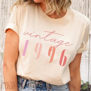 Classic 1996 Shirts For Women, Vintage 30th Birthday Year Number Tshirt For Him, 30th Milestone Best Friend Bday Gift For Her, 30 Bday Shirt Soft Cream