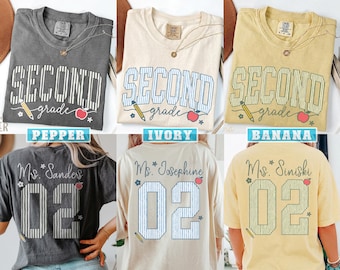 Custom Second Grade Teacher Team Shirts, New 2nd Grade Teacher Shirt, Personalized First Day of Elementary School Tee, Staff Matching Shirt