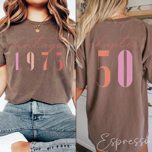 Classic 1975 Shirts For Women, Vintage 50th Birthday Year Number Tshirt For Him, 50th Milestone Bday Gift For Her, Custom 50 Bday T-Shirt