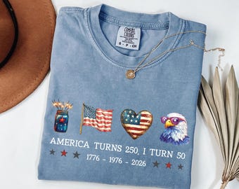 Patriotic 50th Birthday Shirt, 2026 America Turns 250 Tee, Vintage 1976 Birthday Gift Idea, USA 250th Anniversary Shirt, 50 Birthday T-Shirt