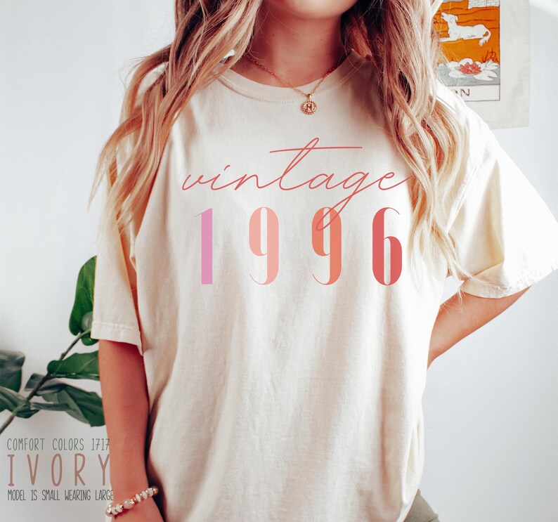 Classic 1996 Shirts For Women, Vintage 30th Birthday Year Number Tshirt For Him, 30th Milestone Best Friend Bday Gift For Her, 30 Bday Shirt Ivory